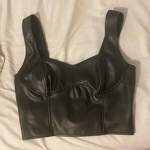Black Leather Crop Top